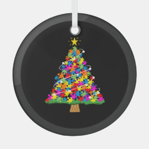 Autism Awareness Christmas Tree Glass Tree Decoration