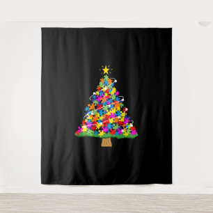 Autism Awareness Christmas Tree Tapestry