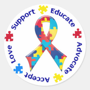 Autism Awareness Classic Round Sticker