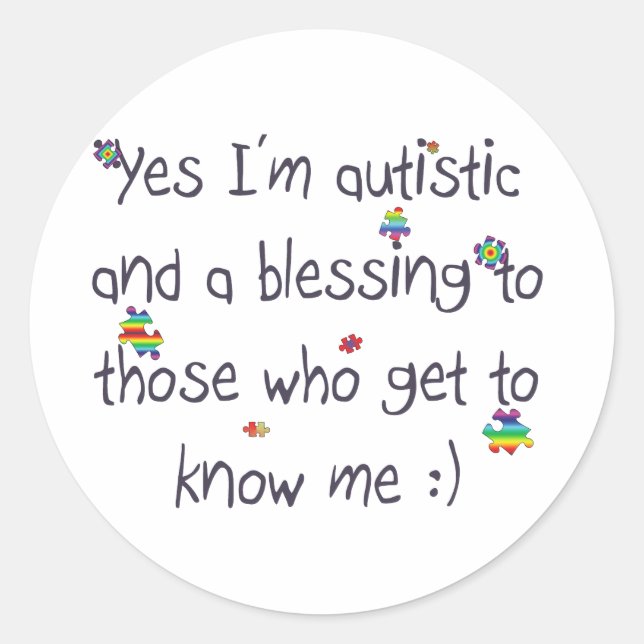 Autism awareness classic round sticker (Front)