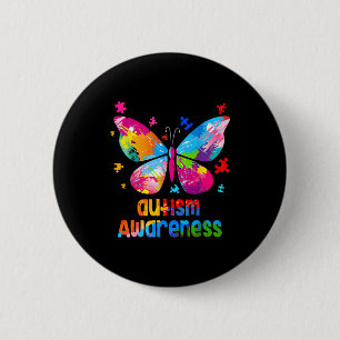 Autism Awareness Colorful Butterfly Puzzle _1 6 Cm Round Badge