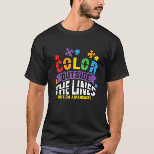 Autism Awareness, Colour Outside The Lines, Suppor T-Shirt