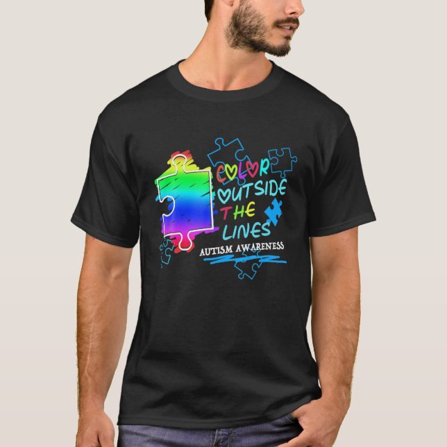 Autism Awareness Colour Outside The Lines T-Shirt (Front)