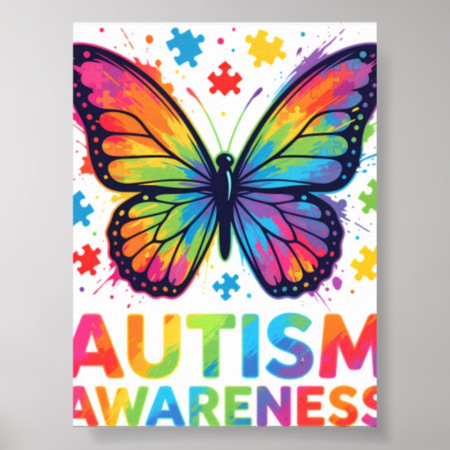 Autism Awareness Colourful Butterfly Puzzle Sweats Poster (Front)