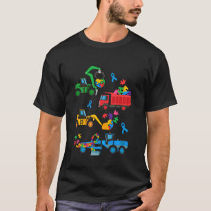 Autism Awareness Construction Truck Excavator Auti T-Shirt