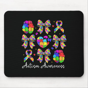 Autism Awareness Coquette Bow Puzzle Bow Ribbon Me Mouse Mat