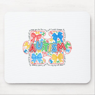 Autism Awareness Coquette Bow Women Girls Kids  Mouse Mat