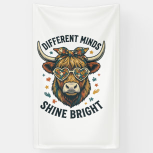 Autism Awareness Cow Vintage Engraving Support Des Banner