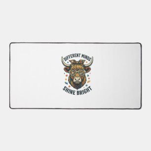 Autism Awareness Cow Vintage Engraving Support Des Desk Mat