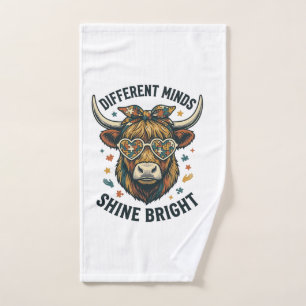 Autism Awareness Cow Vintage Engraving Support Des Hand Towel