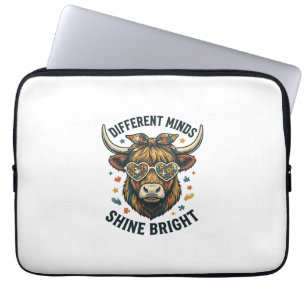 Autism Awareness Cow Vintage Engraving Support Des Laptop Sleeve