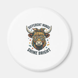Autism Awareness Cow Vintage Engraving Support Des Magnet