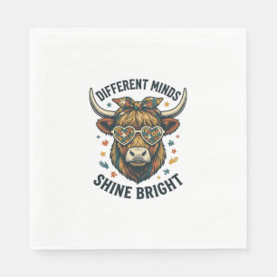 Autism Awareness Cow Vintage Engraving Support Des Napkin