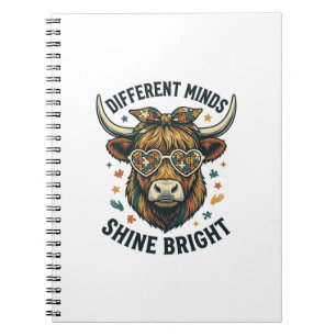 Autism Awareness Cow Vintage Engraving Support Des Notebook