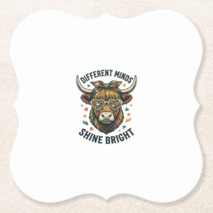 Autism Awareness Cow Vintage Engraving Support Des Paper Coaster