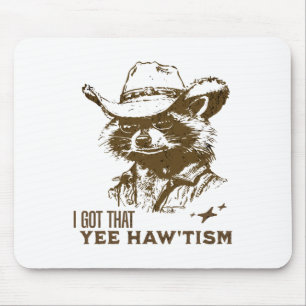 Autism Awareness Cowboy Racoon I Got That Yee Haw Mouse Mat