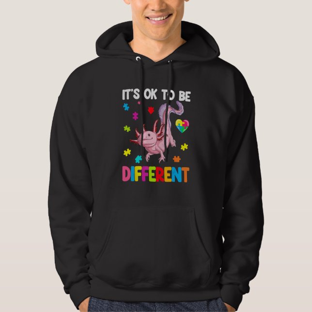 Autism Awareness Cute Axolotl Gifts It's Ok To Be  Hoodie (Front)