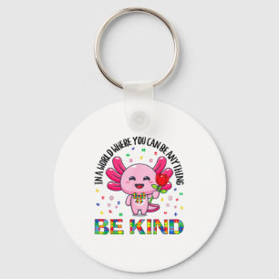Autism Awareness Cute Be Kind Axolotl Coquette Bow Key Ring