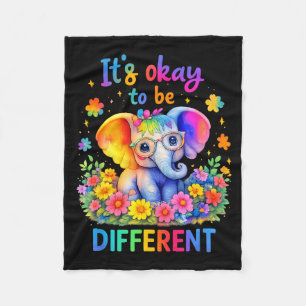 Autism Awareness Cute Elephant Animal Its Ok To Be Fleece Blanket