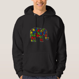 Autism Awareness Cute Elephant Puzzle Piece Animal Hoodie