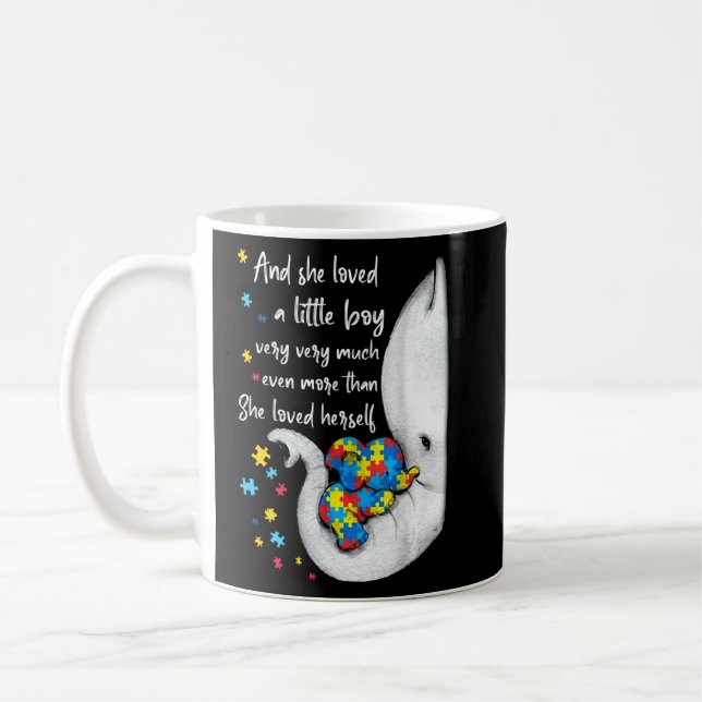 Autism Awareness Cute Elephants Mum And Kid  Coffee Mug (Left)