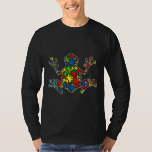 Autism Awareness Cute Frog Puzzle Piece Animals Su T-Shirt