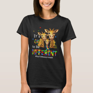 Autism Awareness Cute Giraffe Animal It s Ok To Be T-Shirt