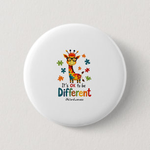 Autism Awareness Cute Giraffe Animal Its Ok To Be 6 Cm Round Badge