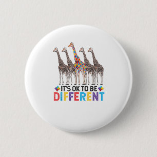 Autism Awareness Cute Giraffe Animal It's Ok To Be 6 Cm Round Badge