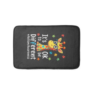 Autism Awareness Cute Giraffe Animal Its Ok To Be Bath Mat