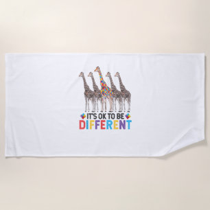Autism Awareness Cute Giraffe Animal It's Ok To Be Beach Towel