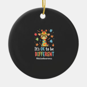 Autism Awareness Cute Giraffe Animal Its Ok To Be  Ceramic Tree Decoration