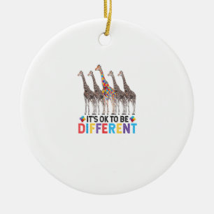 Autism Awareness Cute Giraffe Animal It's Ok To Be Ceramic Tree Decoration
