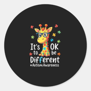 Autism Awareness Cute Giraffe Animal Its Ok To Be  Classic Round Sticker