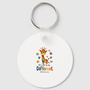 Autism Awareness Cute Giraffe Animal Its Ok To Be Key Ring