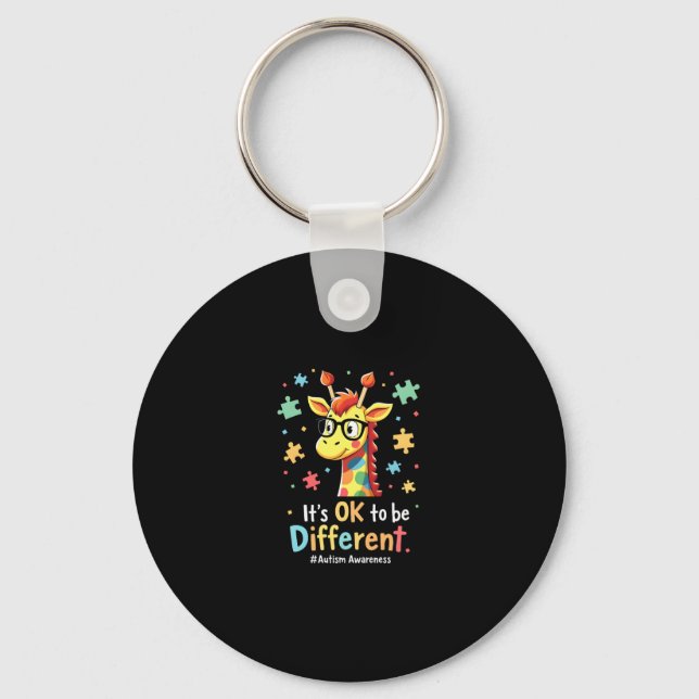 Autism Awareness Cute Giraffe Animal Its Ok To Be  Key Ring (Front)