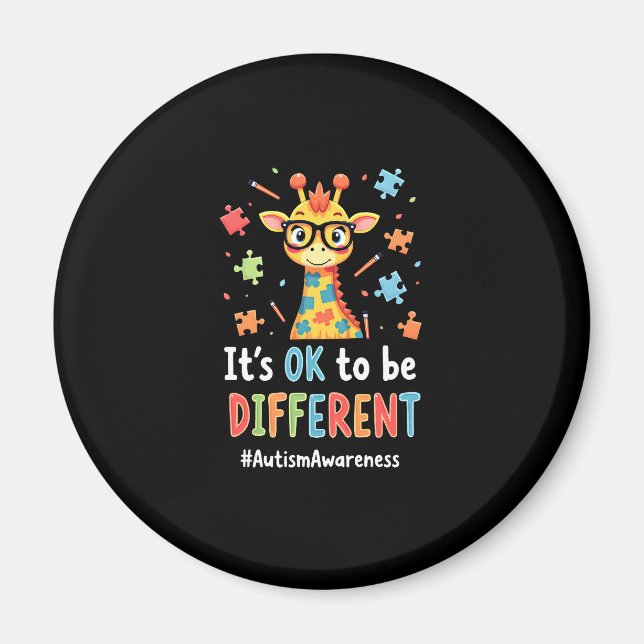 Autism Awareness Cute Giraffe Animal Its Ok To Be  Magnet (Front)
