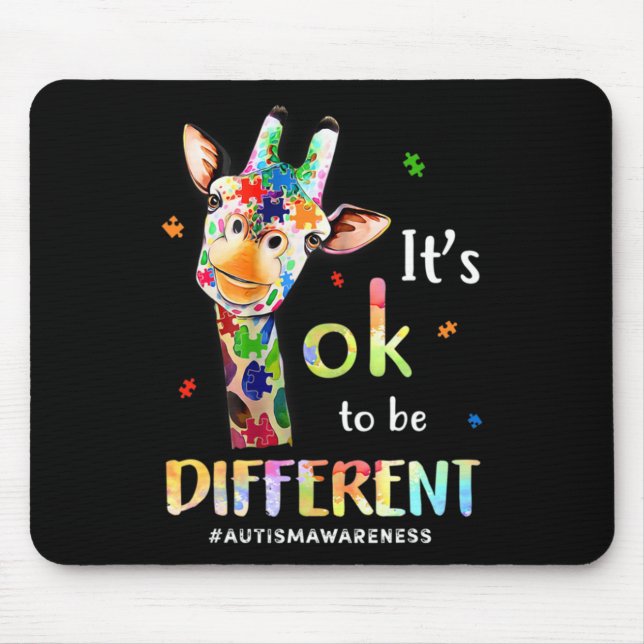 Autism Awareness Cute Giraffe Animal It's Ok To Be Mouse Mat (Front)