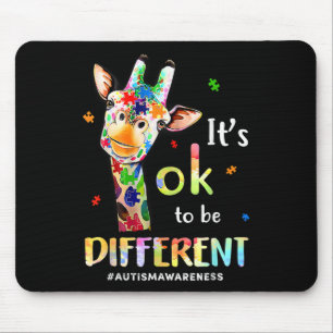 Autism Awareness Cute Giraffe Animal Its Ok To Be Mouse Mat