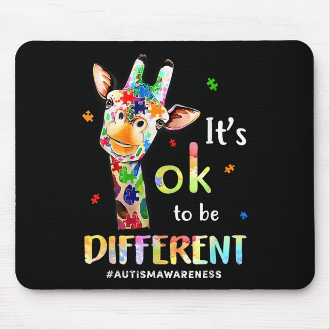 Autism Awareness Cute Giraffe Animal Its Ok To Be  Mouse Mat (Front)