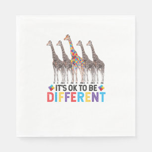 Autism Awareness Cute Giraffe Animal It's Ok To Be Napkin