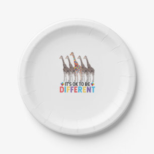 Autism Awareness Cute Giraffe Animal It's Ok To Be Paper Plate