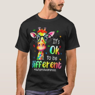 Autism Awareness Cute Giraffe Animal Its Ok To Be T-Shirt