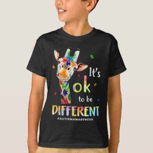 Autism Awareness Cute Giraffe Animal Its Ok To Be T-Shirt