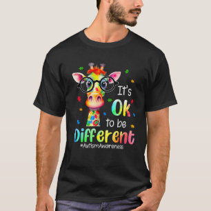 Autism Awareness Cute Giraffe Animal Its Ok To Be  T-Shirt