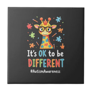 Autism Awareness Cute Giraffe Animal Its Ok To Be Tile