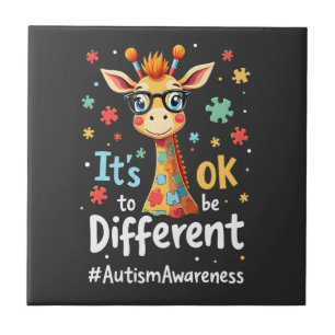 Autism Awareness Cute Giraffe Animal Its Ok To Be Tile