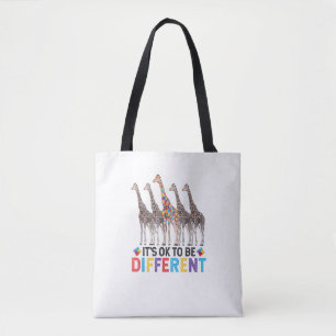 Autism Awareness Cute Giraffe Animal It's Ok To Be Tote Bag