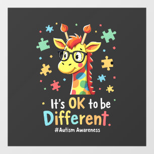 Autism Awareness Cute Giraffe Animal Its Ok To Be Window Cling
