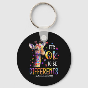 Autism Awareness Cute Giraffe It's Ok To Be Differ Key Ring